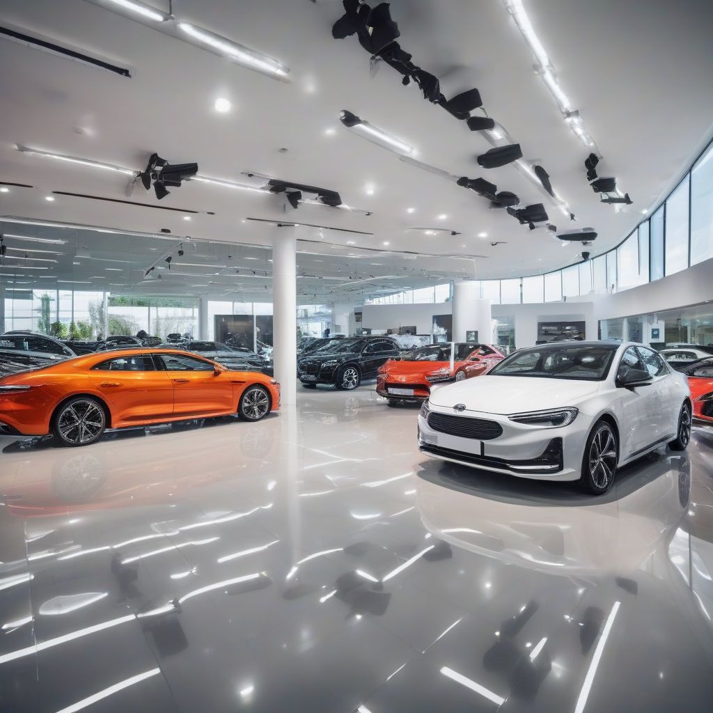 Modern car dealership showroom