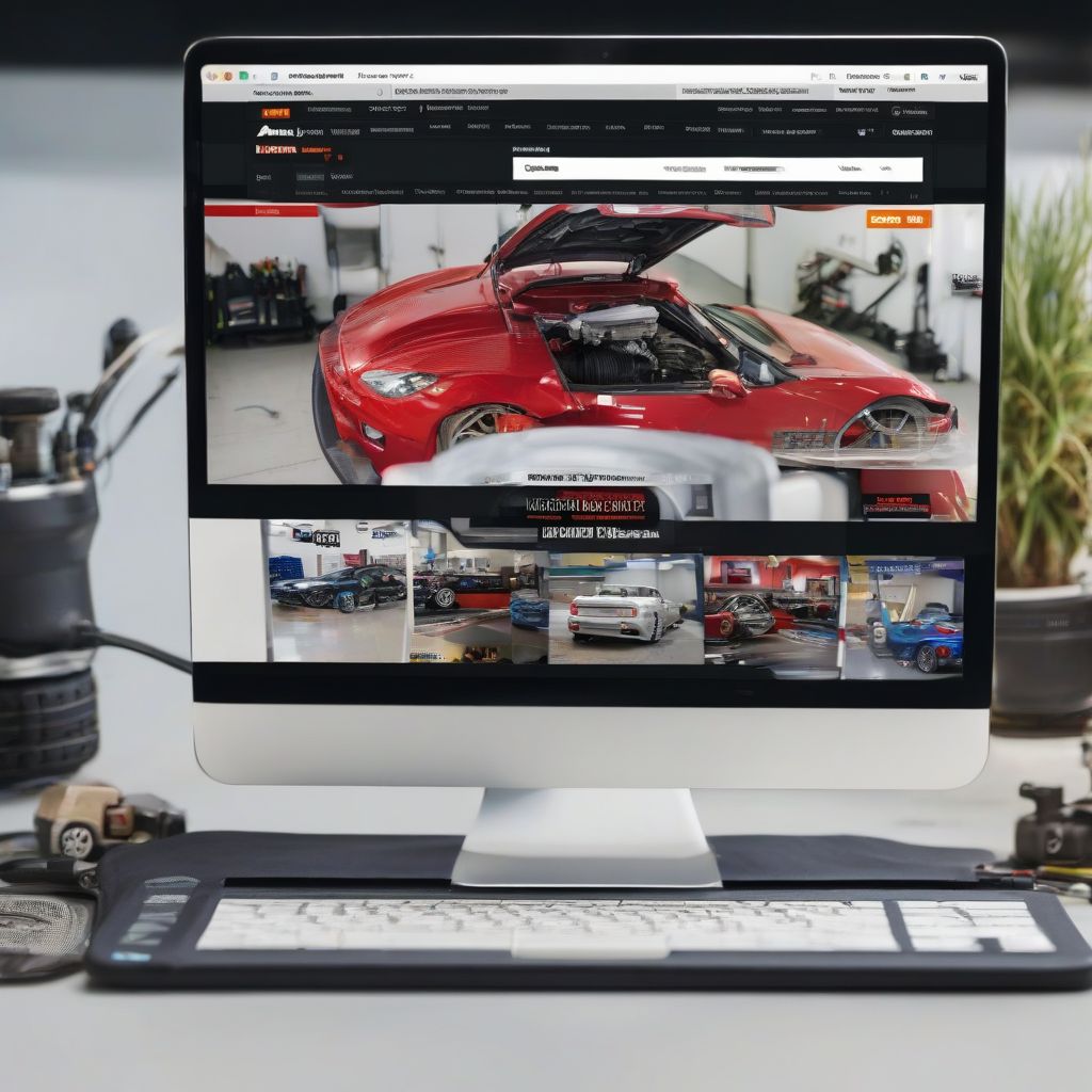 Mechanic Shop Website on Laptop